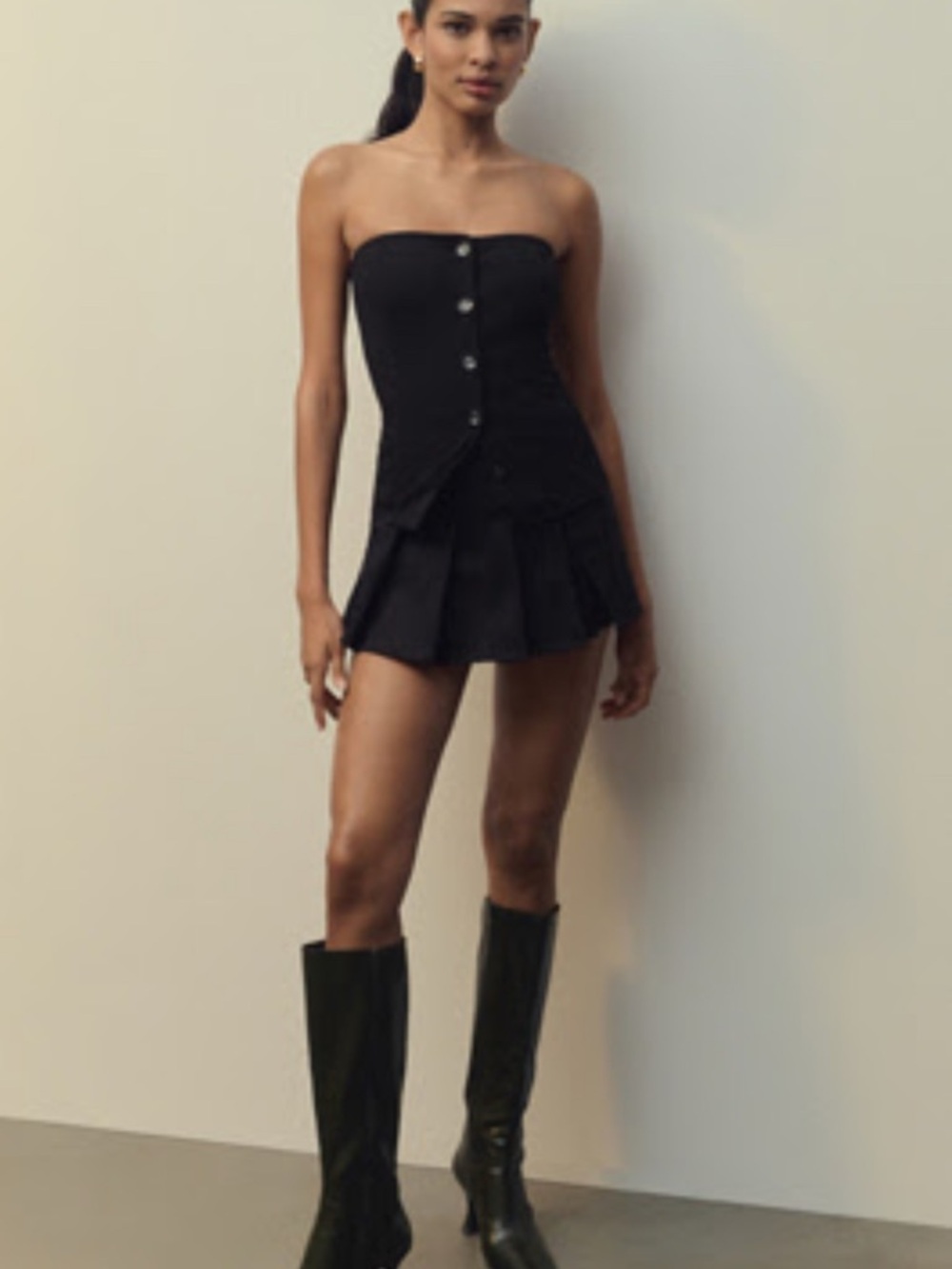 Jeffrey Campbell Black Leather Knee Boots